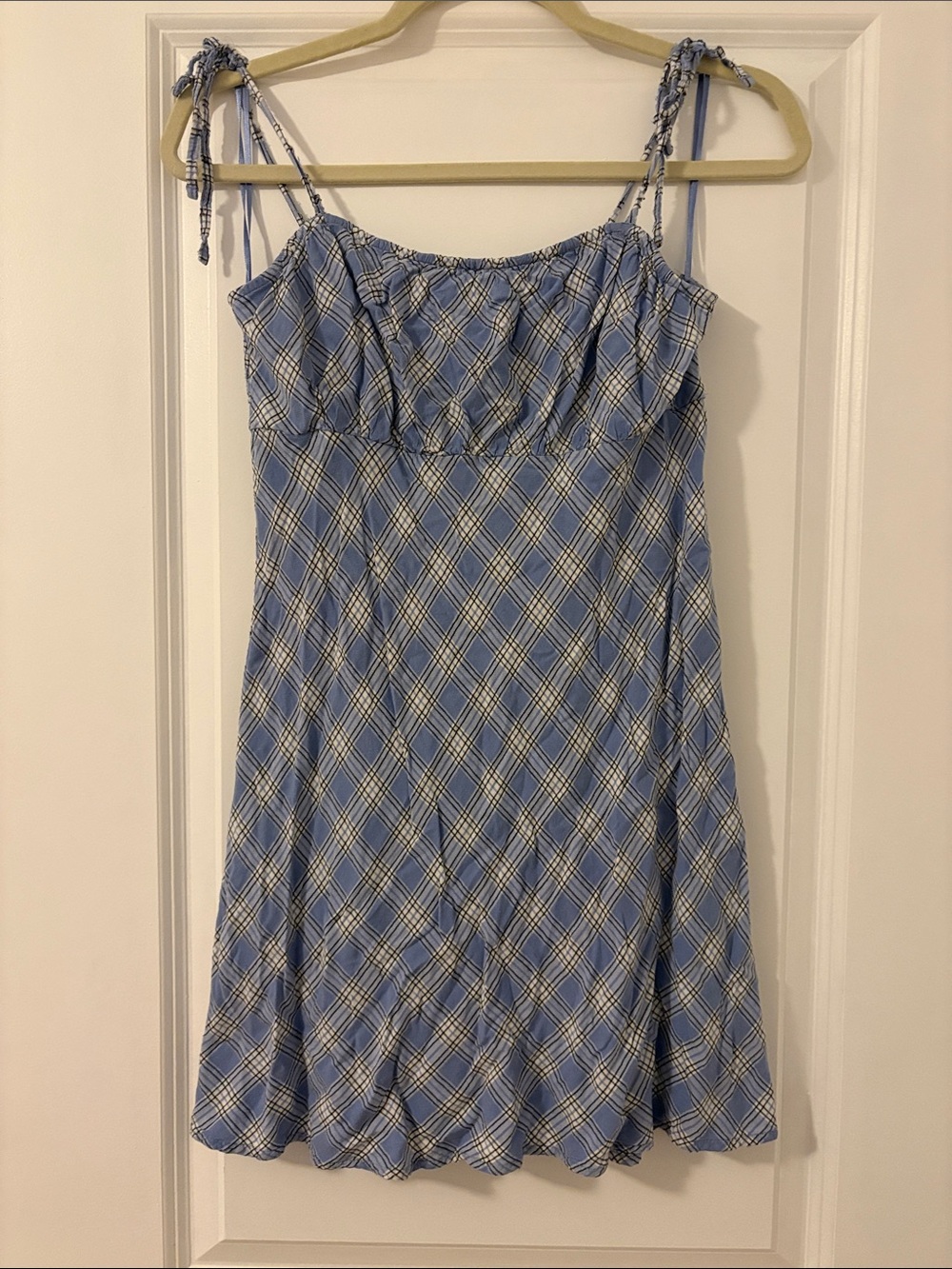 Hollister Blue Plaid Tie-Strap Sundress